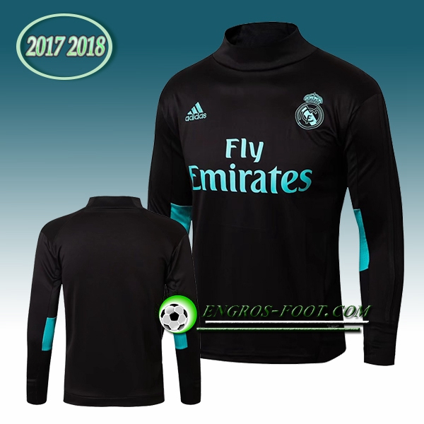 Engros-foot: Sweatshirt Training Real Madrid Noir Col Haut 2017-2018 Thailande