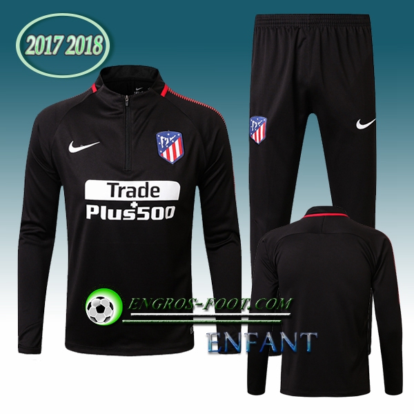 Engros-foot: Survetement Foot Atletico Madrid Enfant Noir 2017-2018 Thailande