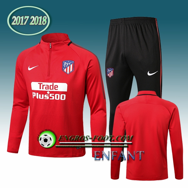 Engros-foot: Survetement Foot Atletico Madrid Enfant Rouge 2017-2018 Thailande