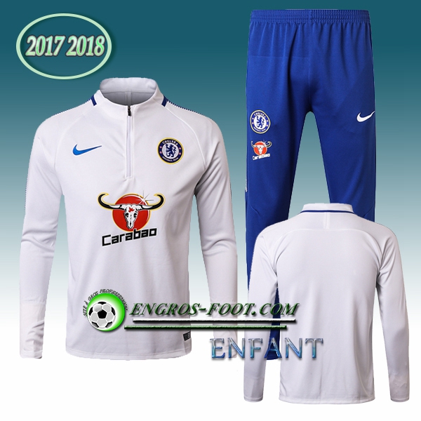 Engros-foot: Survetement Foot FC Chelsea Enfant Blanc 2017-2018 Thailande