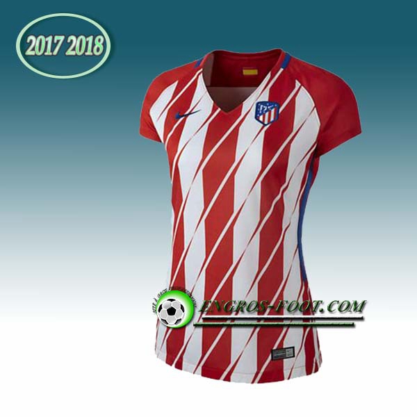 Engros-foot: Jeu Maillot de Atletico Madrid Femme Domicile 2017 2018 Rouge Blanc Thailande