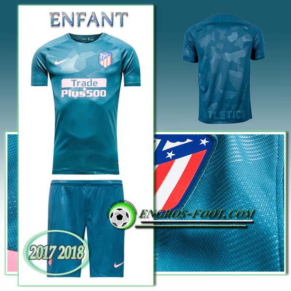 Engros-foot: Ensemble Maillot Foot Atletico Madrid Enfant Third 2017 2018 Vert Thailande