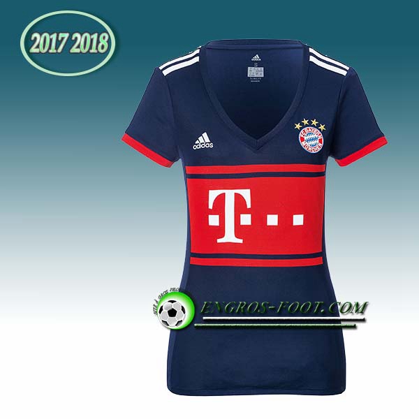 Engros-foot: Jeu Maillot de Bayern Munich Femme Exterieur 2017 2018 Bleu Marine Thailande