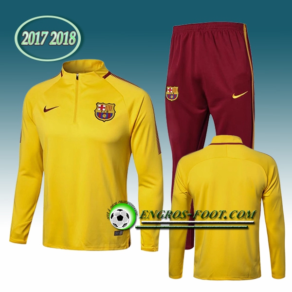 Engros-foot: Survetement Foot FC Barcelone Jaune Ensemble 2017-2018 Thailande