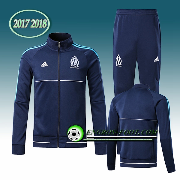 Engros-foot: Survetement Foot - Veste Marseille OM Bleu Marine Ensemble 2017-2018 Thailande