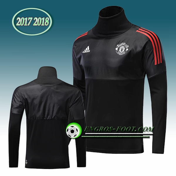 Engros-foot: Sweatshirt Training Manchester United Noir Col Haut 2017-2018 Thailande