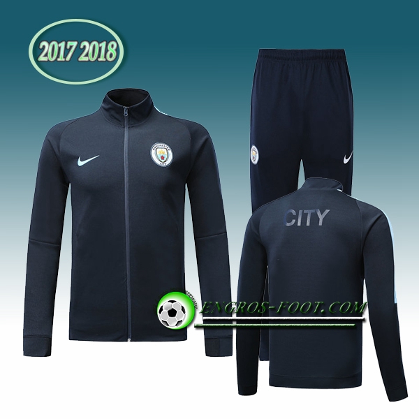 Engros-foot: Survetement Foot - Veste Manchester City Bleu Marine Ensemble 2017-2018 Thailande