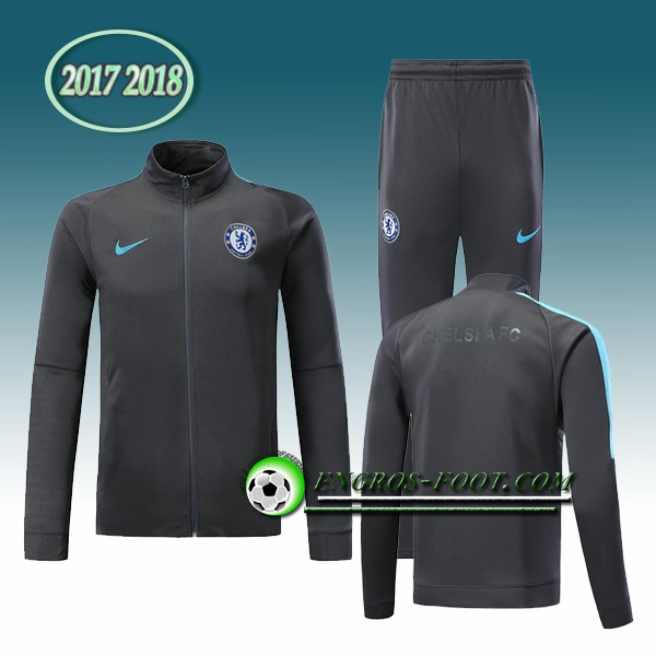 Engros-foot: Survetement Foot - Veste FC Chelsea Noir Ensemble 2017-2018 Thailande