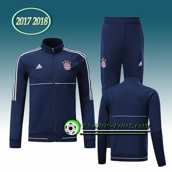 Engros-foot: Survetement Foot - Veste Bayern Munich Bleu Marine Ensemble 2017-2018 Thailande