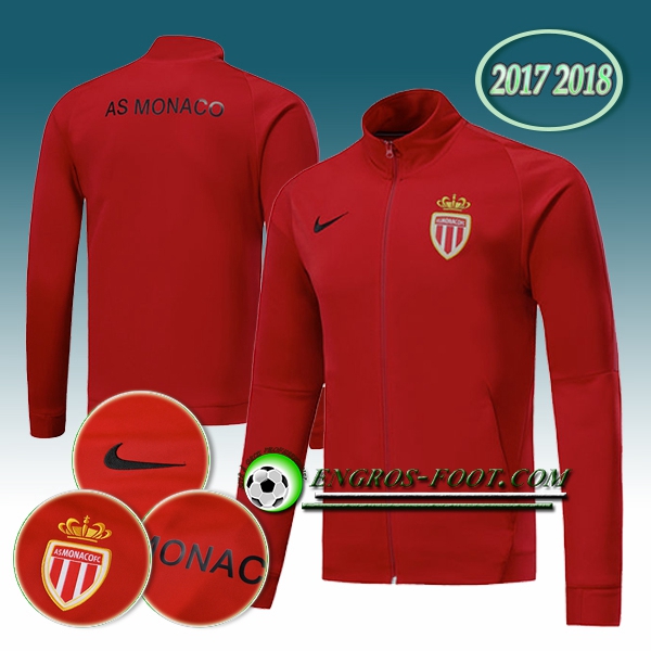 Engros-foot: Veste Foot AS Monaco Rouge Ensemble 2017-2018 Thailande