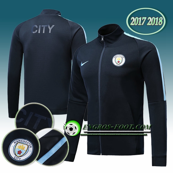 Engros-foot: Veste Foot Manchester City Bleu Marine Ensemble 2017-2018 Thailande