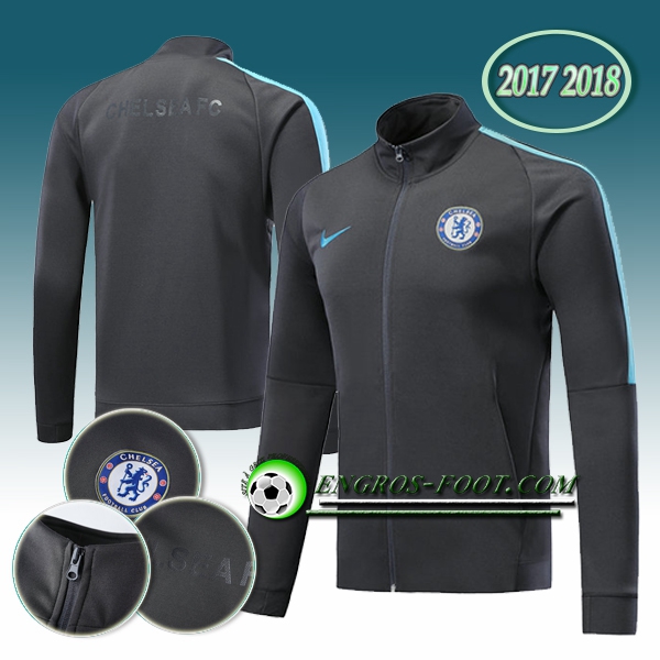 Engros-foot: Veste Foot FC Chelsea Noir Ensemble 2017-2018 Thailande