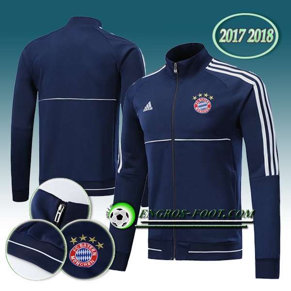 Engros-foot: Veste Foot Bayern Munich Bleu Marine Ensemble 2017-2018 Thailande