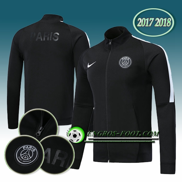 Engros-foot: Veste Foot PSG Noir Ensemble 2017-2018 Thailande