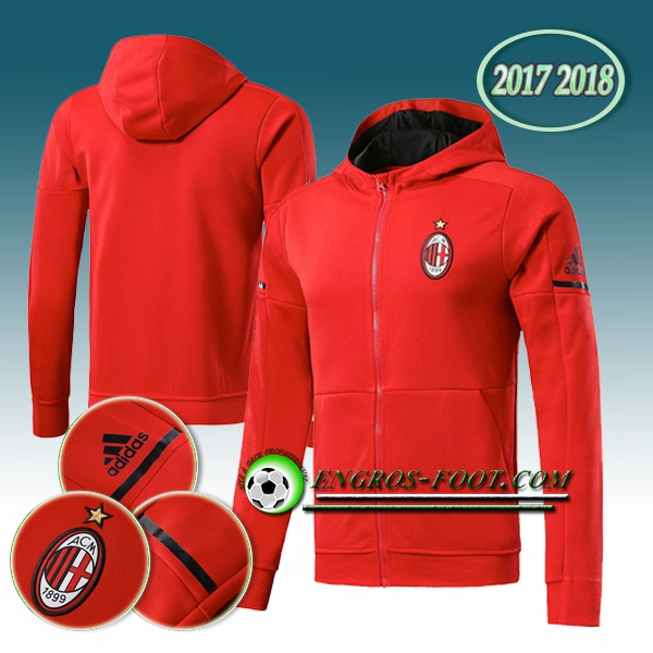 Engros-foot: Capuche Veste Foot Milan AC Rouge 2017-2018 Thailande