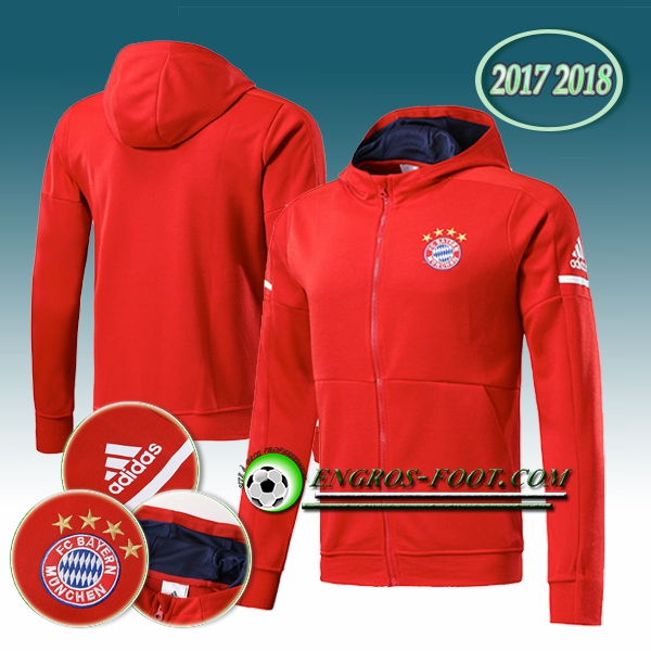 Engros-foot: Capuche Veste Foot Bayern Munich Rouge 2017-2018 Thailande