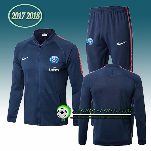 Engros-foot: Survetement Foot - Veste PSG Bleu Marine Ensemble 2017-2018 Thailande