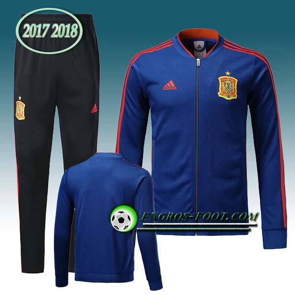 Engros-foot: Survetement Foot - Veste Espagne Bleu Ensemble 2017-2018 Thailande