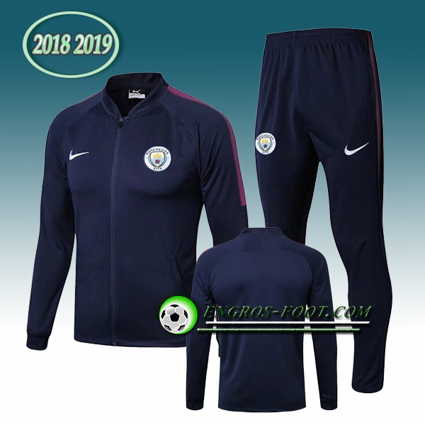 Engros-foot: Survetement Foot - Veste Manchester City Bleu Marine Ensemble 2017-2018 Thailande