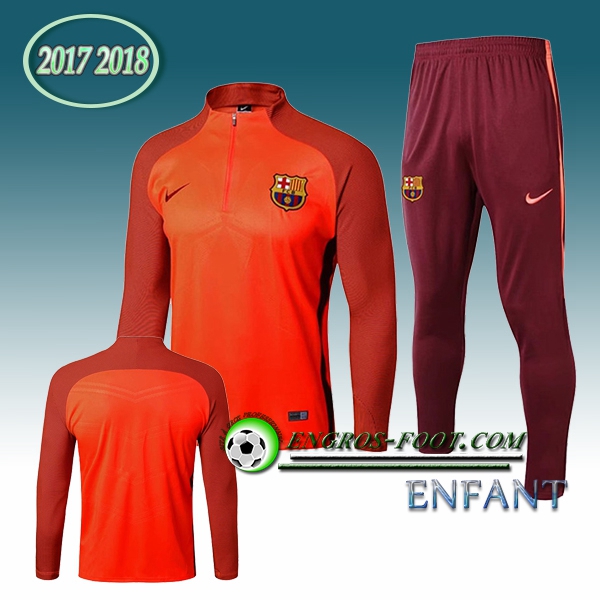 Engros-foot: Ensemble Survetement Foot FC Barcelone Enfant Orange Strike Drill 2017-2018 Thailande