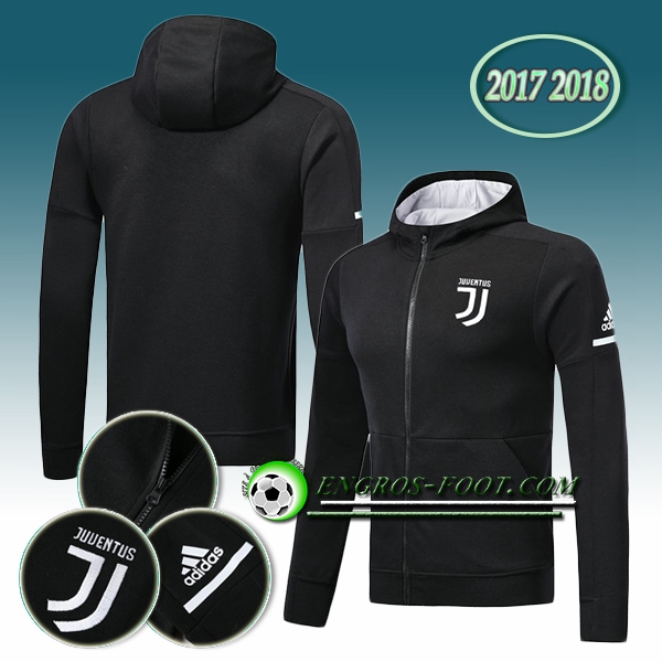 Engros-foot: Capuche Veste Foot Juventus Noir 2017-2018 Thailande