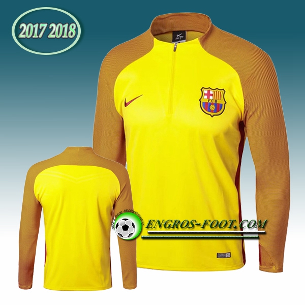 Engros-foot: Sweatshirt Training FC Barcelone Jaune Strike Drill 2017-2018 Thailande