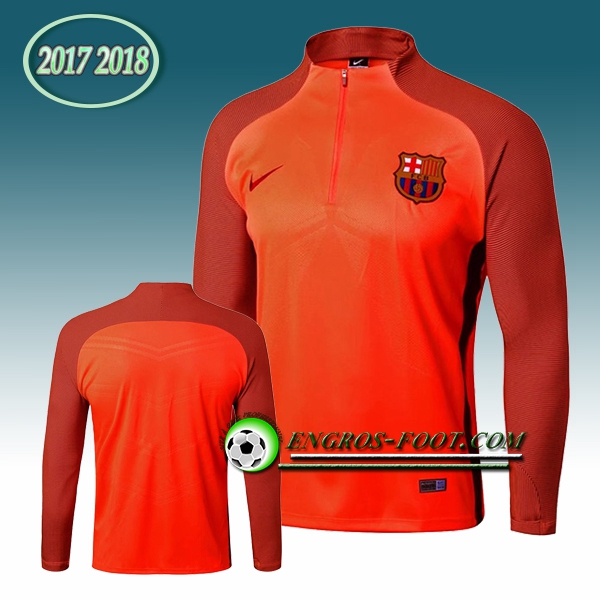 Engros-foot: Sweatshirt Training FC Barcelone Orange Strike Drill 2017-2018 Thailande