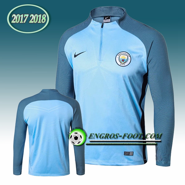 Engros-foot: Sweatshirt Training Manchester City Bleu Strike Drill 2017-2018 Thailande