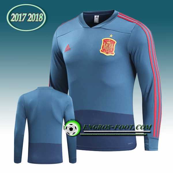 Engros-foot: Sweatshirt Training Espagne Bleu 2017-2018 Thailande