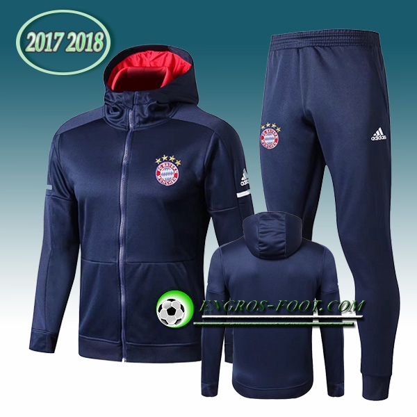 Engros-foot: Sweat a Capuche Survetement Foot Bayern Munich Bleu Marine 2017-2018 Thailande