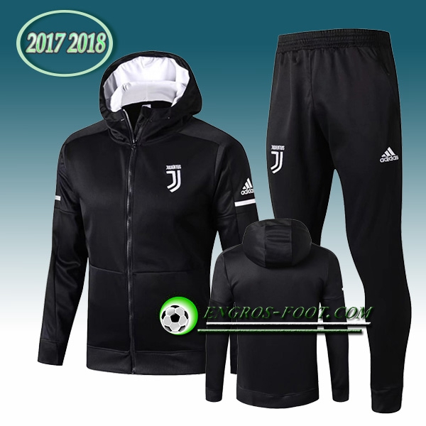 Engros-foot: Sweat a Capuche Survetement Foot Juventus Noir 2017-2018 Thailande