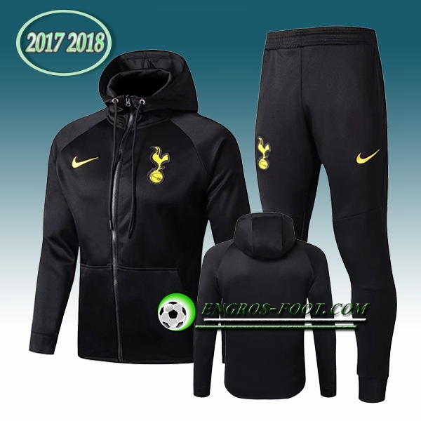 Engros-foot: Sweat a Capuche Survetement Foot Tottenham Hotspur Noir 2017-2018 Thailande