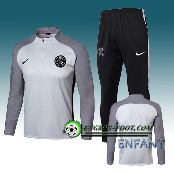 Engros-foot: Ensemble Survetement Foot PSG Enfant Blanc/Gris 2017-2018 Strike Drill Thailande