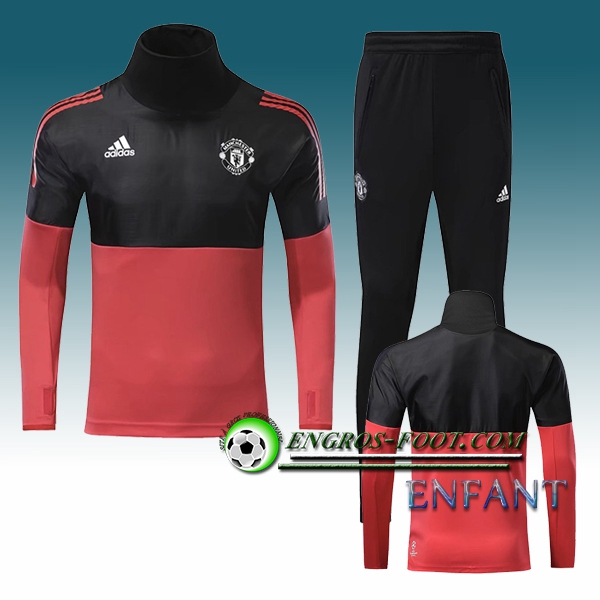 Engros-foot: Ensemble Survetement Foot Manchester United Enfant Rouge/Noir 2017-2018 Thailande