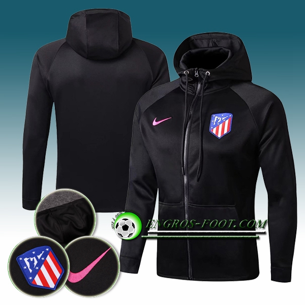 Engros-foot: Capuche Veste Foot Atletico Madrid Noir 2017-2018 Thailande