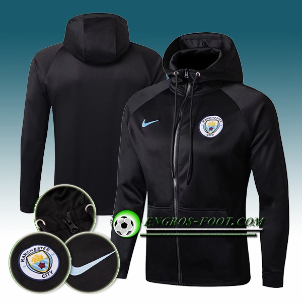 Engros-foot: Capuche Veste Foot Manchester City Noir 2017-2018 Thailande