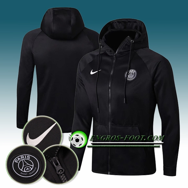 Engros-foot: Capuche Veste Foot PSG Noir 2017-2018 Thailande