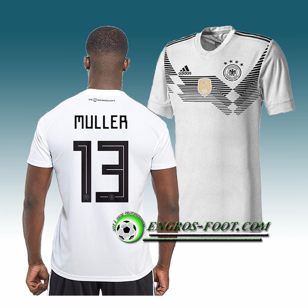 Engros-foot: Jeu Maillot Equipe de Allemagne MULLER 13 Domicile 2018 2019 Blanc Thailande