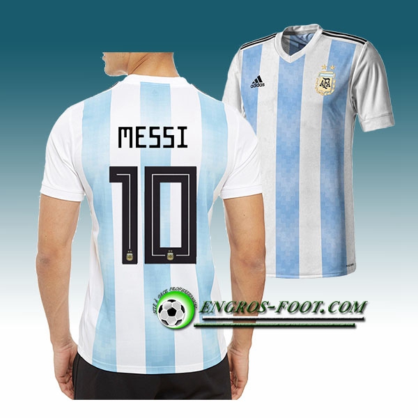 Engros-foot: Jeu Maillot Equipe de Argentine Messi 10 Domicile 2018 2019 Bleu Blanc Thailande