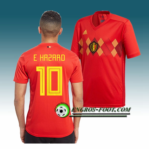 Engros-foot: Jeu Maillot Equipe de Belgique E. HAZARD 10 Domicile 2018 2019 Rouge Thailande