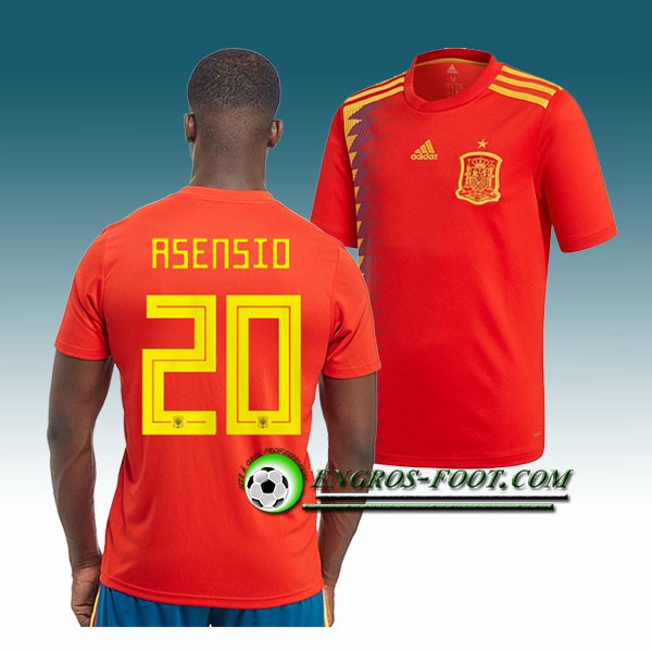 Engros-foot: Jeu Maillot Equipe de Espagne Asensio 20 Domicile 2018 2019 Rouge Thailande