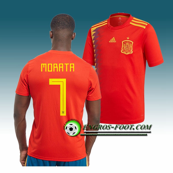 Engros-foot: Jeu Maillot Equipe de Espagne MORATA 7 Domicile 2018 2019 Rouge Thailande