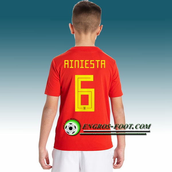 Engros-foot: Jeu Maillot Equipe de Espagne Enfant A.Iniesta 6 Domicile 2018 2019 Rouge Thailande