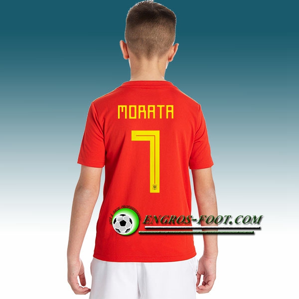 Engros-foot: Jeu Maillot Equipe de Espagne Enfant MORATA 7 Domicile 2018 2019 Rouge Thailande