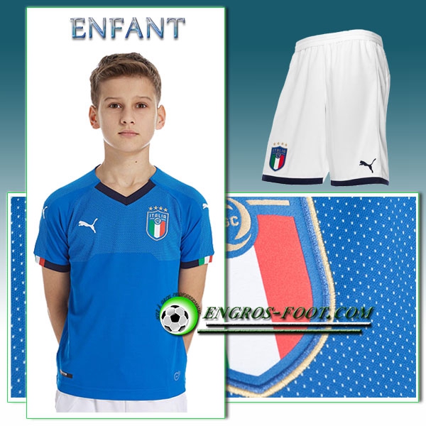 Engros-foot: Jeu Maillot Equipe de Italie Enfant Domicile 2018 2019 Bleu Thailande