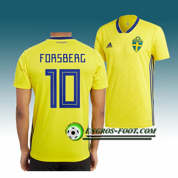 Engros-foot: Jeu Maillot Equipe de Suede FORSBERG 10 Domicile 2018 2019 Jaune Thailande