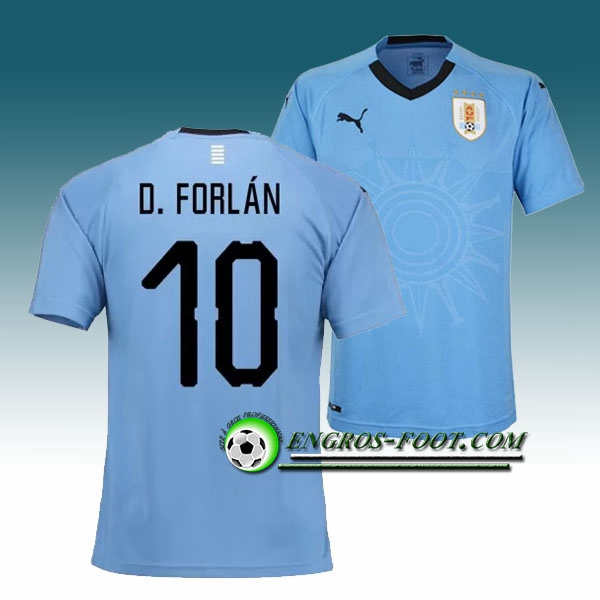 Engros-foot: Jeu Maillot Equipe de Uruguay D.Forlán 10 Domicile 2018 2019 Bleu Thailande