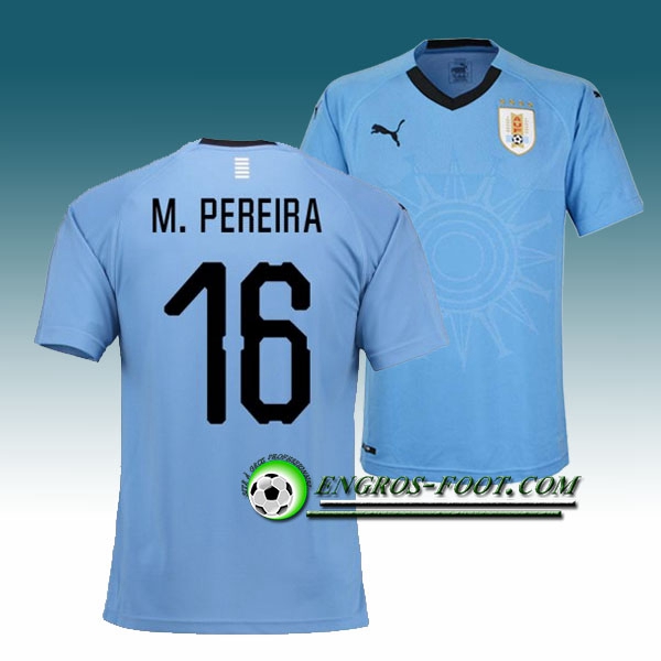 Engros-foot: Jeu Maillot Equipe de Uruguay M.Pereira 16 Domicile 2018 2019 Bleu Thailande