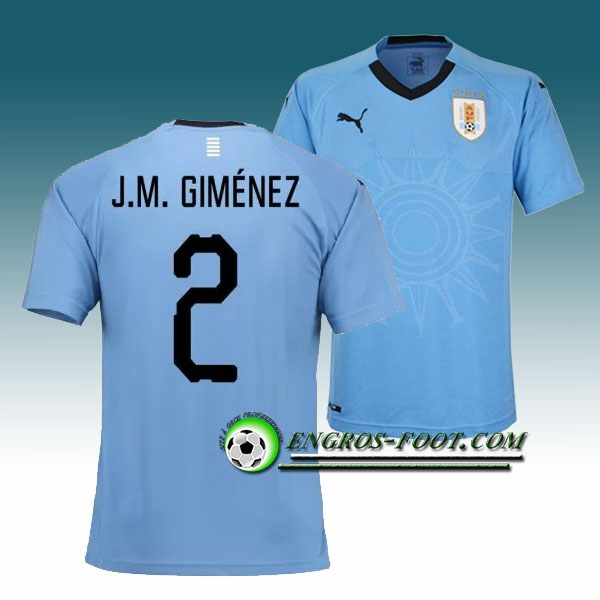 Engros-foot: Jeu Maillot Equipe de Uruguay J.M. Giménez 2 Domicile 2018 2019 Bleu Thailande