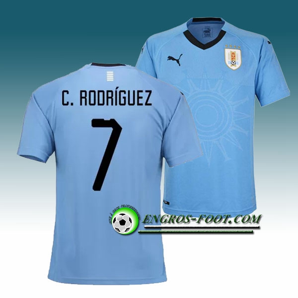 Engros-foot: Jeu Maillot Equipe de Uruguay A.Rodríguez 7 Domicile 2018 2019 Bleu Thailande